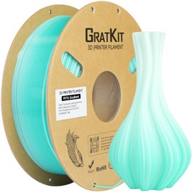 GratKit Gradient PETG Filament, Color Change 3D Printer Filament 1.75mm, 1kg, Multicolor PETG Translucent Gradient Lake Green White