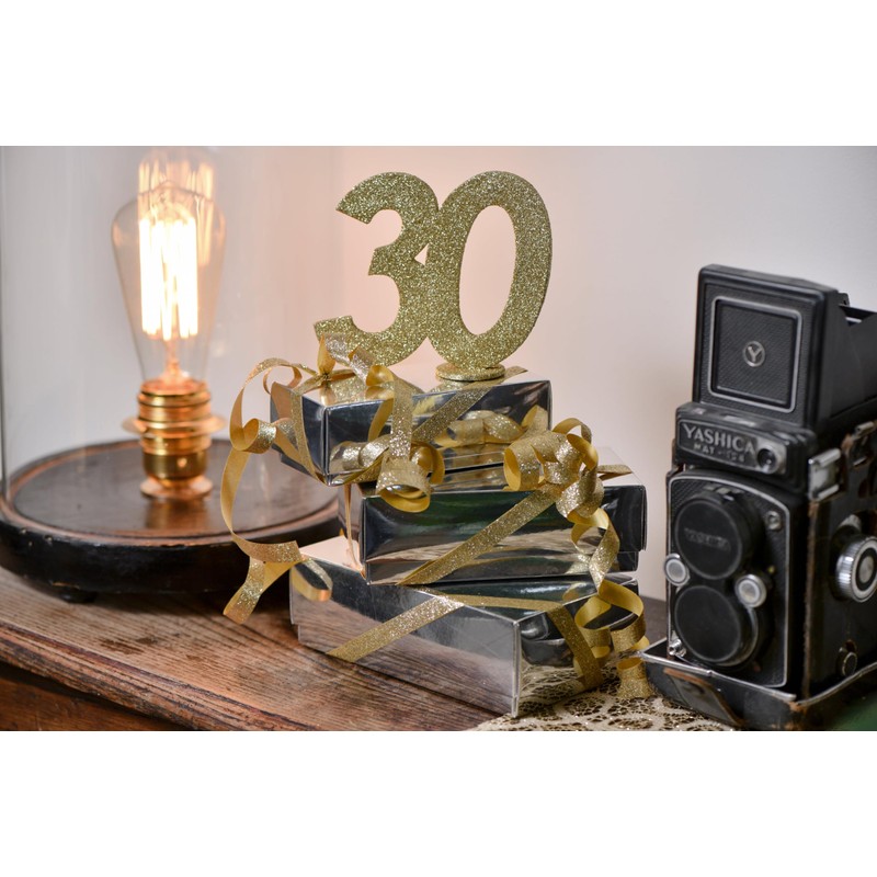 Gold Glitter Number 60th Birthday with Stand