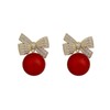 Huge Tomato Christmas Pearl Earring Jackets Pearl Drop Earrings Bowknot