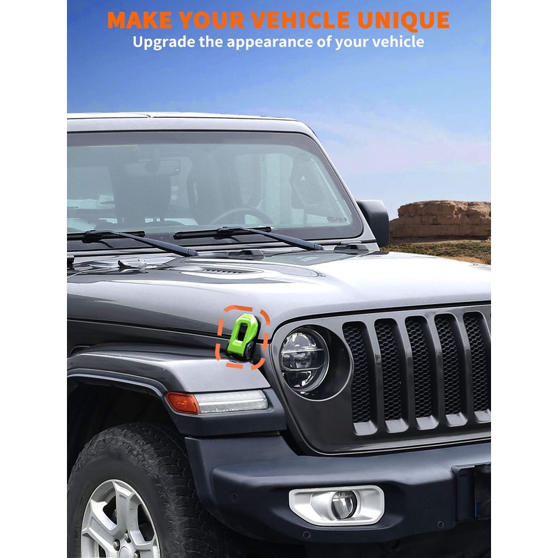 Savadicar 2-Piece Green Hood Latch Trim Cover for Jeep Wrangler