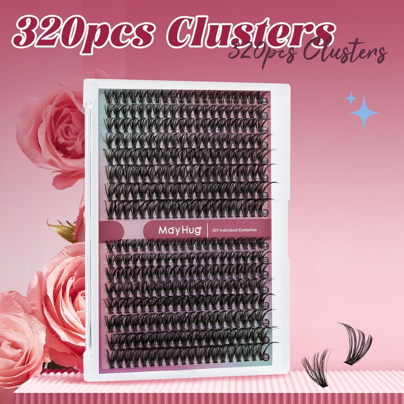 Mayhug Eyelash Extensions 30D Individual Eyelashes 320 Pieces D Curl