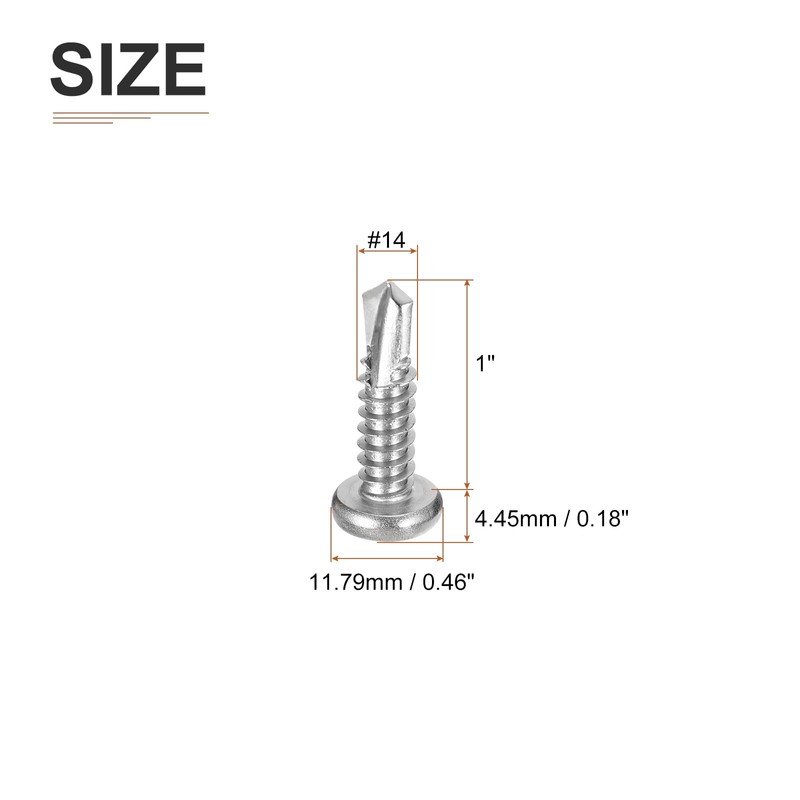 DTGN #14x1" Pan Head Self Drilling Screws - 50Pack -