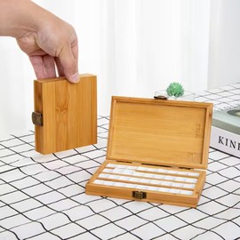 RoseFlower Wooden Watercolor Paint Palette Tray, Palette Paint Case with 24pcs White Washable Half Pans Grids Professional Art Supplies, Acrylic Painting Paint Saver with Lid, 4.5" x 4.1" x 1"