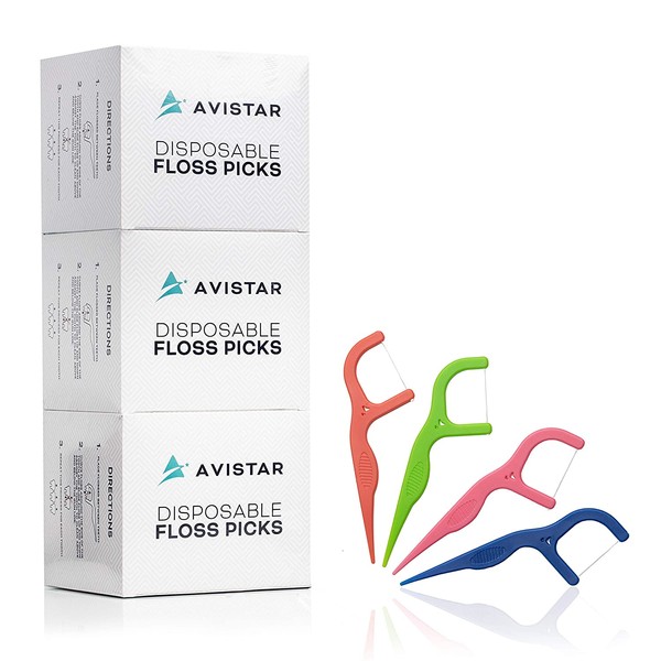 450 Disposable Floss Picks: The World's Most Convenient Floss Picks, Individually Wrapped In 4 Different Colors
