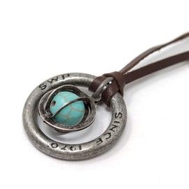 S.W.P Stone Men's Necklace Ring Natural Stone Leather, Gemstone