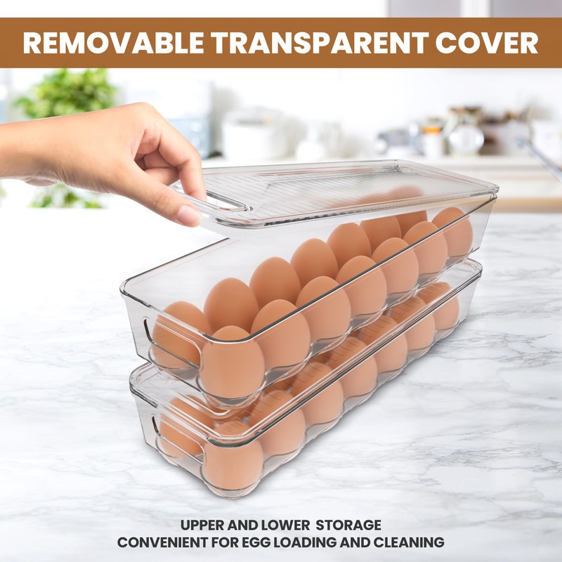 Utopia Home Egg Container With Lid and Handle for Refrigerator
