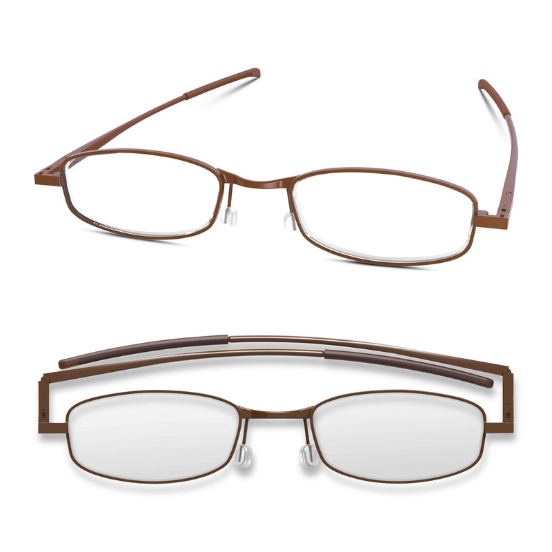 Compact Lenses Flat Folding-Reading Glasses Espresso +2.0