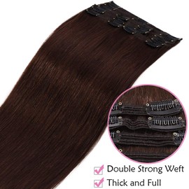 Clip-In Real Hair Extensions Hair Weave Double 8-Piece Set Remy Hair Medium Brown #4 10 inch (25 cm) – 110 g