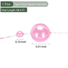 YOKIVE Pink Pearl Wired Garland, 98.4Ft Exquisite Artificial Pearls Strands 8mm OD Faux Pearl Beads Garland for Wedding Party Decoration DIY Crafts