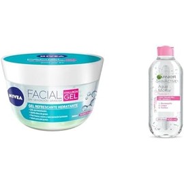 NIVEA Gel Facial Refrescante Cuidado Facial 200 ml + Garnier Skin Naturals Face Agua Micelar Desmaquillante para Todo Tipo de Piel 400 ml