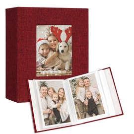 Vienrose Small Photo Album 4x6 holds 100 Photos 2 Pack, Mini Baby Photo Album Linen Cover for Gifts Wedding Family, Red