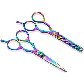 BS-3104 Suvorna Ador 5.5" Professional Barber Razor Edge Titanium Coated Hair Cutting Shear And Thinning Shear / Scissors Set (2 pieces)