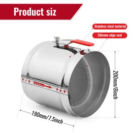 ZOWZEA 8" HVAC Duct Manual Volume Backdraft Damper, Stainless Steel Adjustment Handle, Airflow Control Valve for HVAC Ventilation System