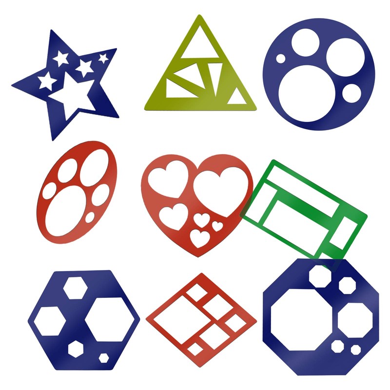 MWOOT Pack of 22 Stencils, Drawing, Plastic, Reusable, Geometric Shapes,