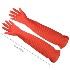 56cm Latex Gauntlets, Thick and Wear Resistant Gloves for Aquarium Fish Tank Industrial, for Hands (Red)
