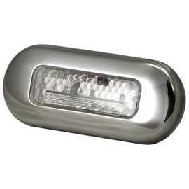 T-H Marine LED Oblong Courtesy Light - 12V Polished 316 Stainless Steel Bezel - Hidden Fasteners Surface Mount - Downward Lens Reduces Glare - Epoxy Sealed - 3 x 1.25 in - Red