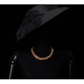 COOLSTEELANDBEYOND Statement Necklace, Braided Hollow Box Chain Cable Bib Collar Choker Evening Dress Prom, Metal, No Gemstone