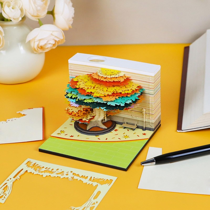 RSLIPIN 3D Memo Pad Tree House,Four Season Tree 240 Sheets