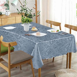 Classic Damask Printed Jacquard Tablecloth Washable Rectangle Round Runner Napkin Table Cover Cloth Protector for Kitchen Picnic (Silver, Table Cloth (52" x70) 132 x 172cm)