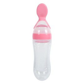Bebé de Silicona de 90 Ml, Alimentador de Cuchara para bebé, Cucharas para bebé, Biberón con Cuchara, Alimentador de Cereales para Alimentos Frescos (Rosa)