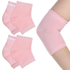 2 Pairs Elbow Protector, Elbow Moisturizing Sleeve Heel Gel Cover Socks with Gel Pads Breathable Elastic Elbows Protectors for Dry Cracked Skin Care