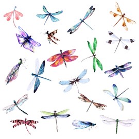 Sibba 40 Pcs Dragonfly Stickers Transparent Decorative Stickers Decals Vintage Scrapbooking Journaling Stickers Supplies Fly Bird Stickers for Scrapbook Notebook Water Bottle Cards Decoration