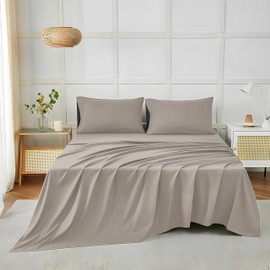 Westbrooke 800 TC Ultrafine Cotton Sheet Set - Full Size Sateen Sheets | 4 Piece Long Staple Cotton Bedding Set with Elasticized 15.5" Deep Pocket - Soft, Breathable Luxury Sheets - Light Beige