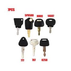 Replacement Ignition Keys 7pcs Set Compatible for JCB for CAT for Komatsu 14603 14607 Plant Excavator Dumper Tractor Dozer Roller