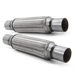 RP Remarkable Power, RK7537 Exhaust Flex Pipe 2" x 10" Heavy Duty Stainless Steel 14" OL, 2 Pack