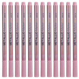 12Pcs Metallic Marker Paint Pen Single Color Permanent Ink Ultra Fine Point Tip Art SuppliesRed