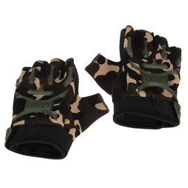 LIOOBO 1 Pair Camouflage Kids Sports Half Finger Gloves Cycling Gloves for Outdoor