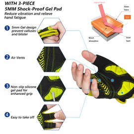 MOREOK Shock-Absorbing Breathable Anti Slip Cycling Half Finger Outdoor Sport Bicycling Gel Padded Mountain Road Motorcycle Bike Riding Gloves Men/Women (Fluorescent Yellow&Black, M)
