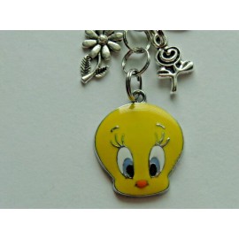 Handmade LOONEY TUNES TWEETY BIRD LOVE YOU KEYCHAIN PURSE BAG CLIP FOB BACKPACK BAG CHARM