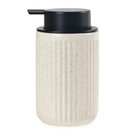 BosilunLife Dish Hand Soap Dispenser - Liquid Pump Soap Dispenser for Bathroom 12oz Ceramic Kitchen Dish Dispenser with Rust-Proof Liquid Pump Modern Refillable Lotion Bottles, Beige