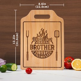 Acethrills Gifts for Brother, Big Brother Adult Birthday Gift from Sister - Engraved Bamboo Cutting Board 12.3"L × 8.7"W × 0.4"Th