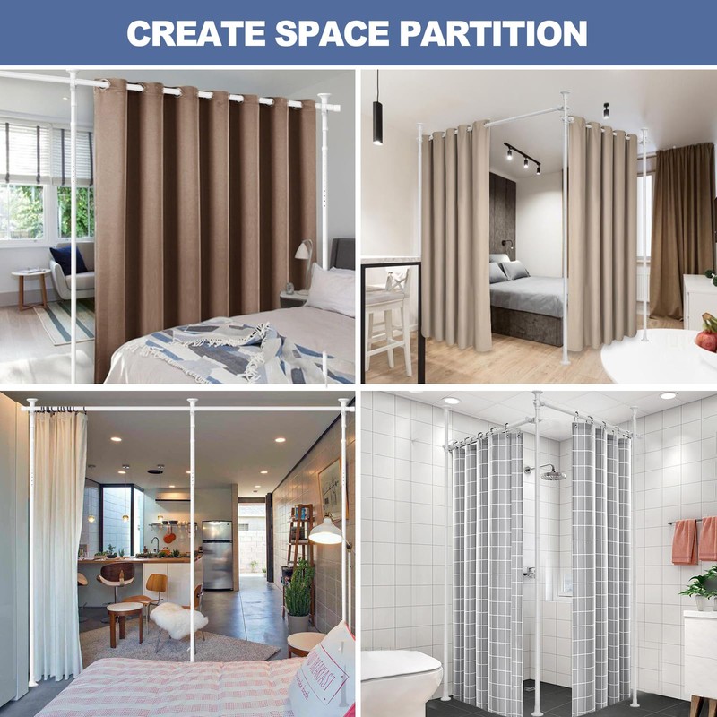 Room Divider, No Drilling Curtain Rod, 4-10ft (H) 28-114inch(W) Adjustable