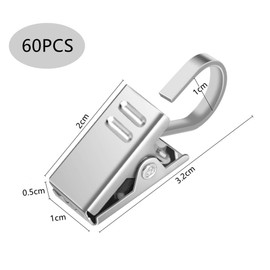 60 Pcs Stainless Steel Curtain Clips Metal Hanging Hooks Small Shower Curtain Hooks Hanger for Curtain Photos Bedroom Home Decoration Outdoor Party Wire Holder Art Craft Display