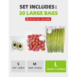 VACUUM SEALERS UNLIMITED Vacuum Sealer Bags, Reusable Vacuum Zipper Bag, BPA Free Heavy Duty Vacuum Storage Bag for Food, Large Size 15 Bags