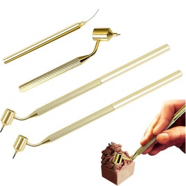 Shimmerz 4-Piece Fluid Writer Pen Set, 0.3 mm/0.4 mm/0.5 mm/0.7 mm Oblique Fine Line Pen, Gold Brass Portable Drawing Tool for Scratch Repair
