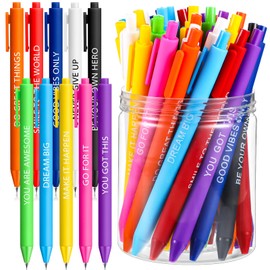 50 Pcs Gel Ink Pens Motivational Pen for Coworkers Inspirational Quote Pen Retractable Rolling Ball Smooth Writing for Supplies Office Home(Assorted Color,Motivational)