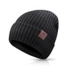 Knit Hat Winter Winter Warm Hat Thick Lined Beanie Cap Thermal Stretch Lightweight Men's Women's Dual-Use Solid Color Outdoor / Black (One Size Fits All)