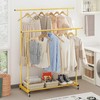 Calmootey Double Rod Clothing Garment Rack,Rolling Hanging Clothes Rack,Portable Clothes