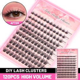 Bodermincer 10-12-14-16mm Mix/14-16-18mm Mix D Curl DIY Clusters Eyelash Extension Dovetail Segmented Lashes 120 Volume Natural Segmented Eyelashes Bundles at Home (10-12-14-16mm Mix)