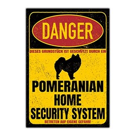 Pomeranian Pom Pomeranian Danger Security System Door Sign Dog Sign Warning Sign