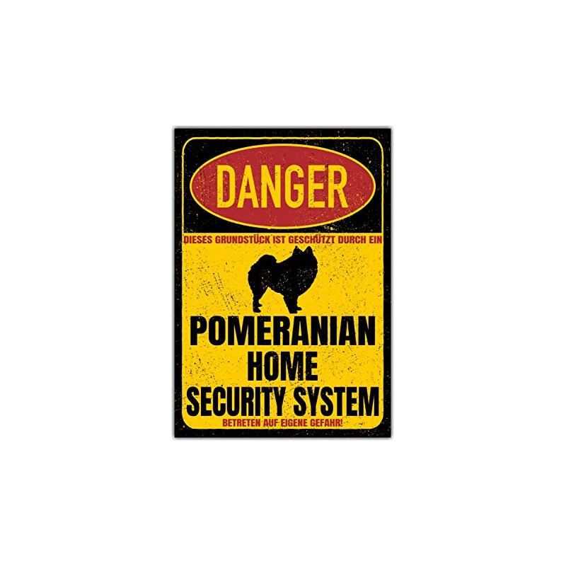 Pomeranian Pom Pomeranian Danger Security System Door Sign Dog Sign