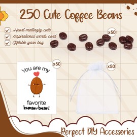 Cinnvoice 50 Sets Coffee Baby Shower Party Favor for Guest Fake Coffee Bean with Card Pocket Hug Token Support Mini Bean for Bridal Shower Wedding Gender Reveal Birthday Party Gifts