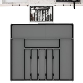 Kitchen Utensils Storage Organiser Expandable Kitchen Organiser Multi-Compartment Drawer Household Drawer Storage Adjustable Cutlery Holder Cookware Organiser Compact Kitchen Drawers