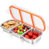Stainless Steel Snack Containers - Reusable 3 Compartment Condiment Box