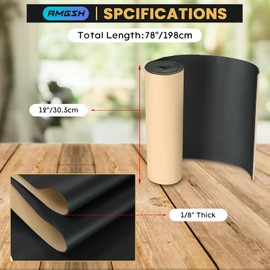 AMGSH 78" Long × 1/8" Thick × 12" Wide Extra Large Marine Foam Roll Sheet with Adhesvie, Closed Cell Rubber Neoprene Foam Padding, Weather-Resistant Insulation Sheets for Crafting, Soundproofing