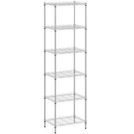 BestOffice 6-Shelf Storage Shelves, Adjustable Shelving Unit Wire Shelving Metal Shelves,11.8" D x 16.7" W x 63.6" H,Chrome